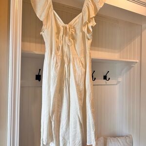 Umgee Cream Ruffle Sleeve Dress